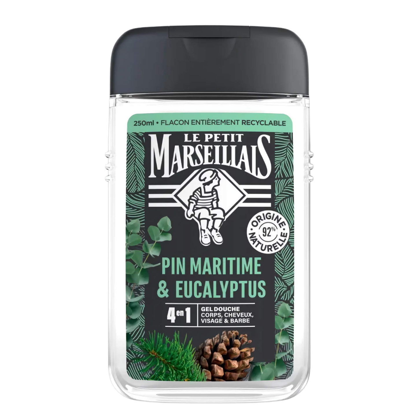 【Le Petit Marseillais】Refreshing 4-in-1 Shower Gel Maritime Pine & Eucalyptus Organic 250 mL <8.45 fl oz>