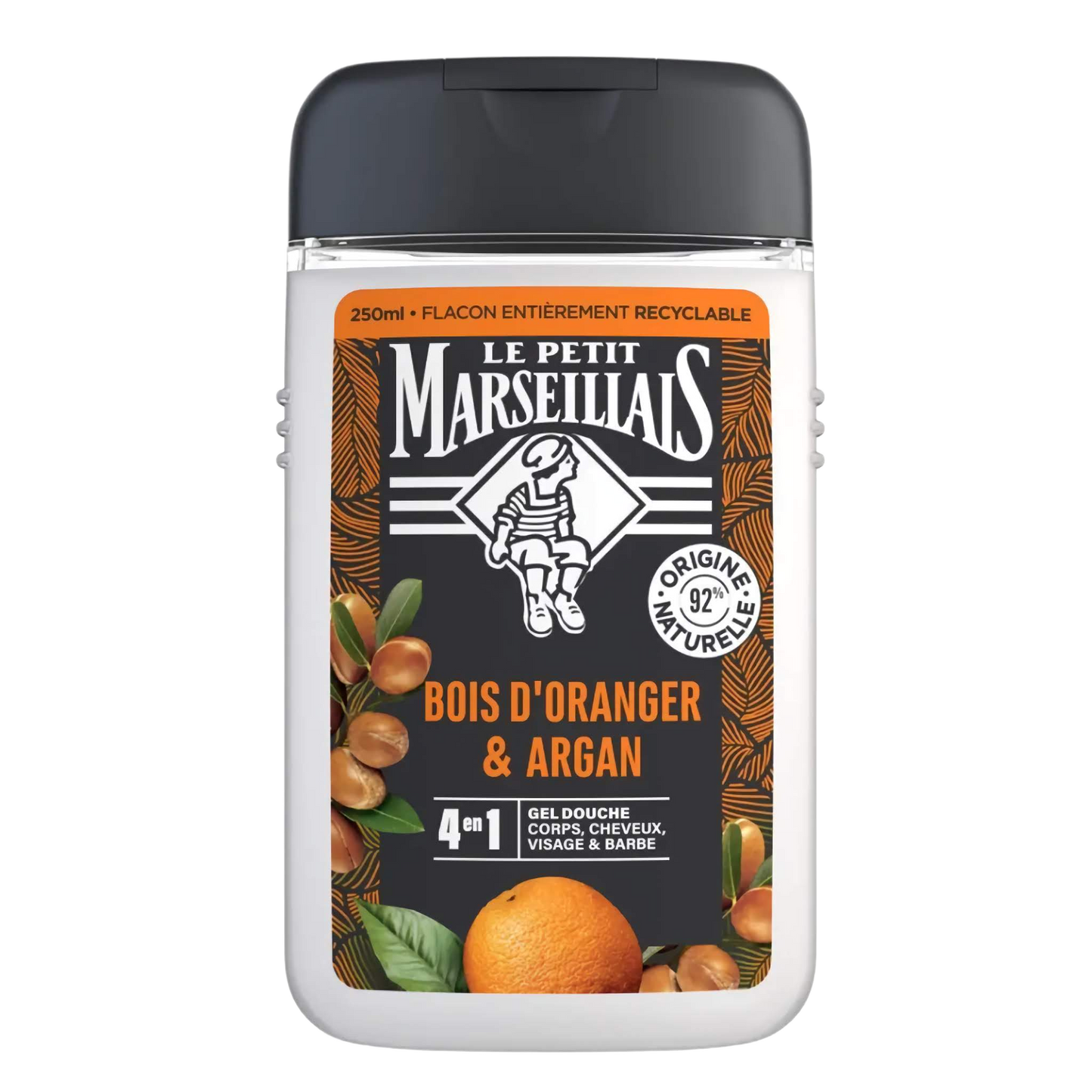 【Le Petit Marseillais】Energizing 4-in-1 Shower Gel Orange Blossom & Argan Oil Organic 250 mL <8.45 fl oz>
