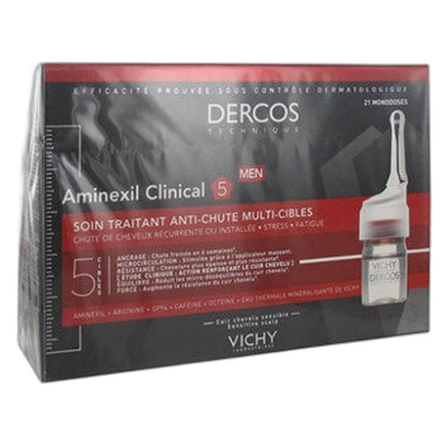 【Vichy】Dercos 技術 Aminexil Clinical 5-男性 6 mL <0.2 fl oz> 21 支安瓶
