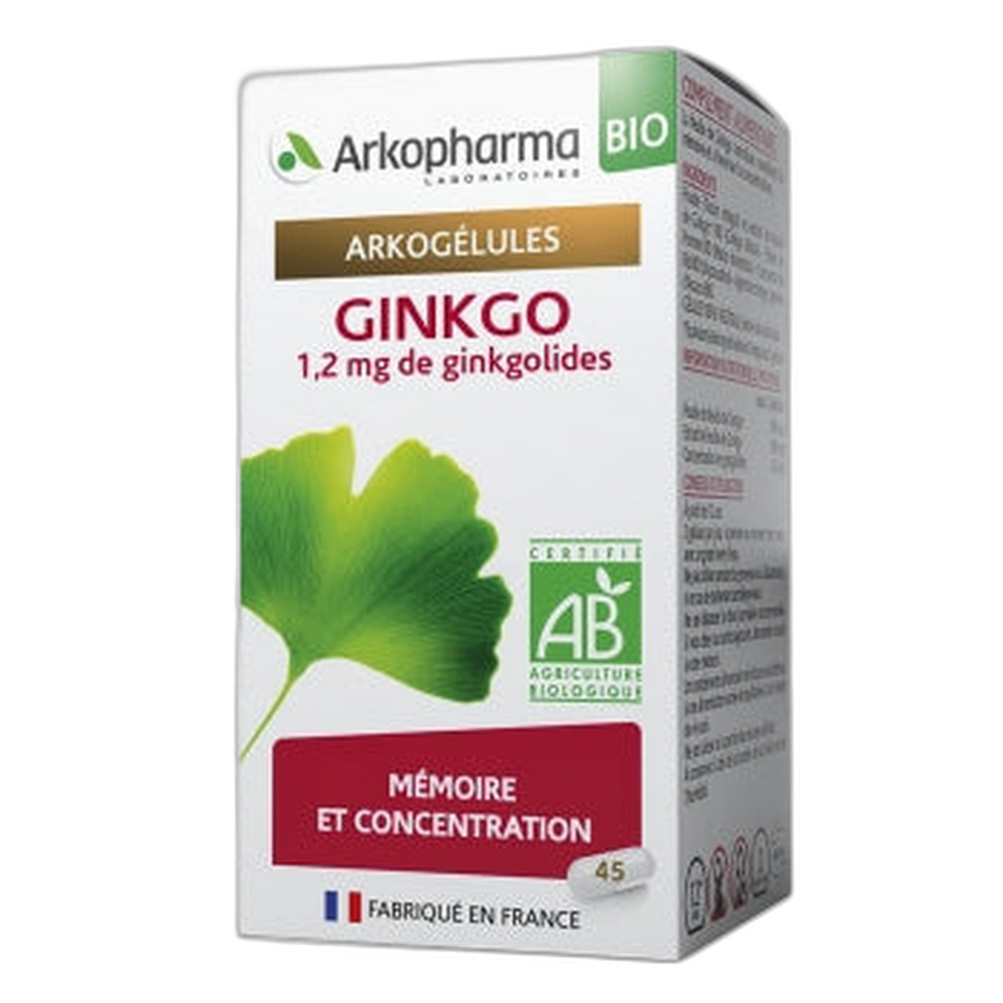 【Arkopharma】阿科胶囊 银杏生物记忆与专注 45 Capsules