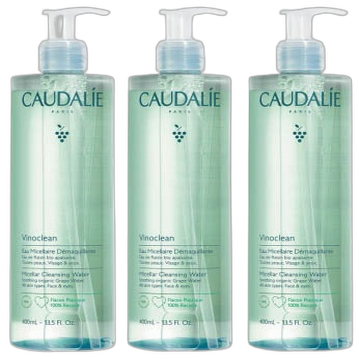 【CAUDALIE】ヴィノクリーン ミセラークレンジングウォーター 400 mL <13.5 fl oz> 3点セット