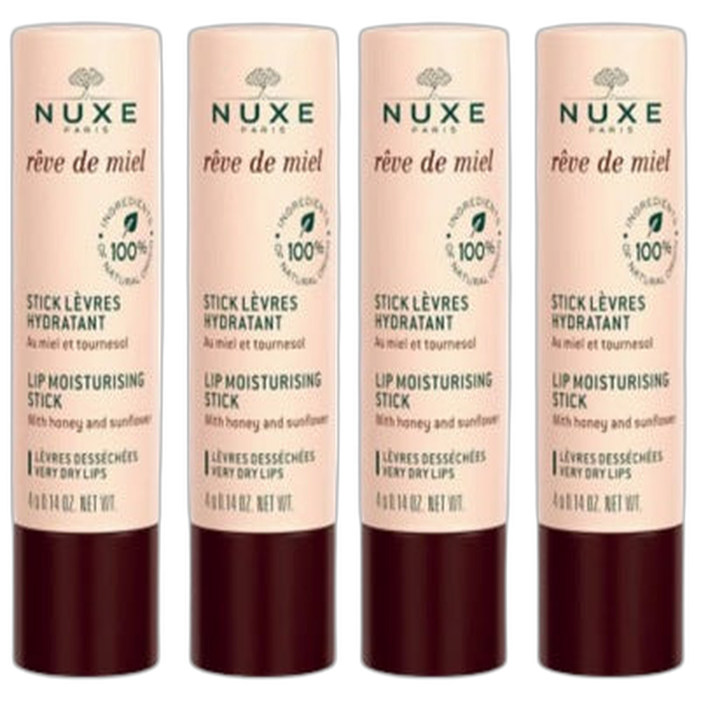 【NUXE】蜂蜜夢保濕護唇膏 4 g <0.14 oz> 4件組合