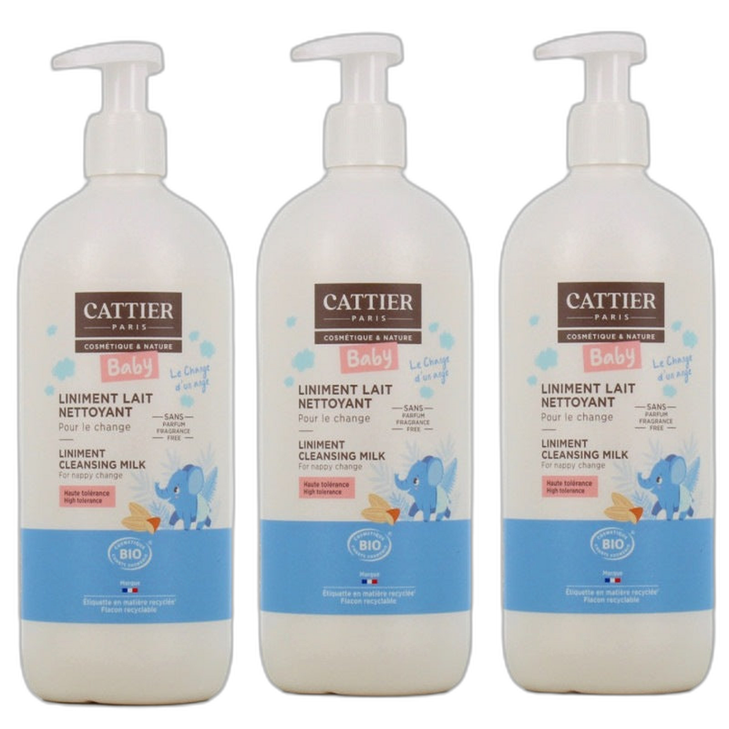 【Cattier】아기 리니먼트 클렌징 밀크 500 mL <16.9 fl oz> 3개 세트