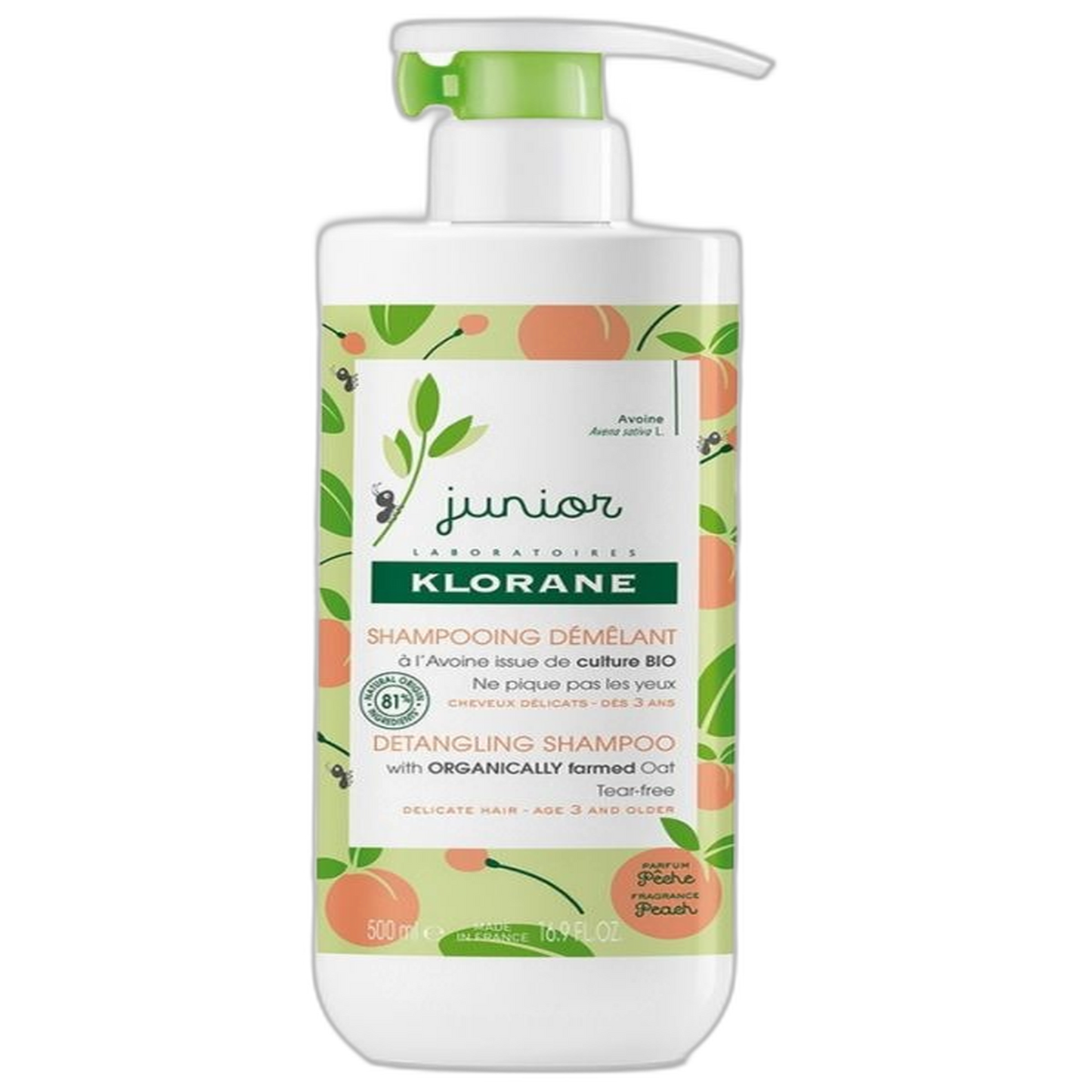 【Klorane】クローラン ジュニア デタングリング ピーチ シャンプー 500 mL <16.9 fl oz>