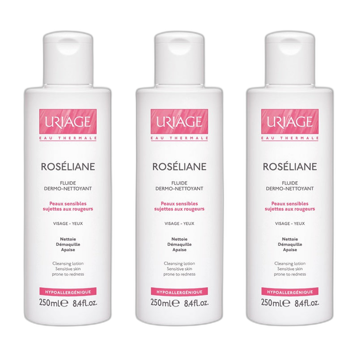 【Uriage】Roséliane 皮肤清洁液 250 mL <8.5 fl oz> 3件套装