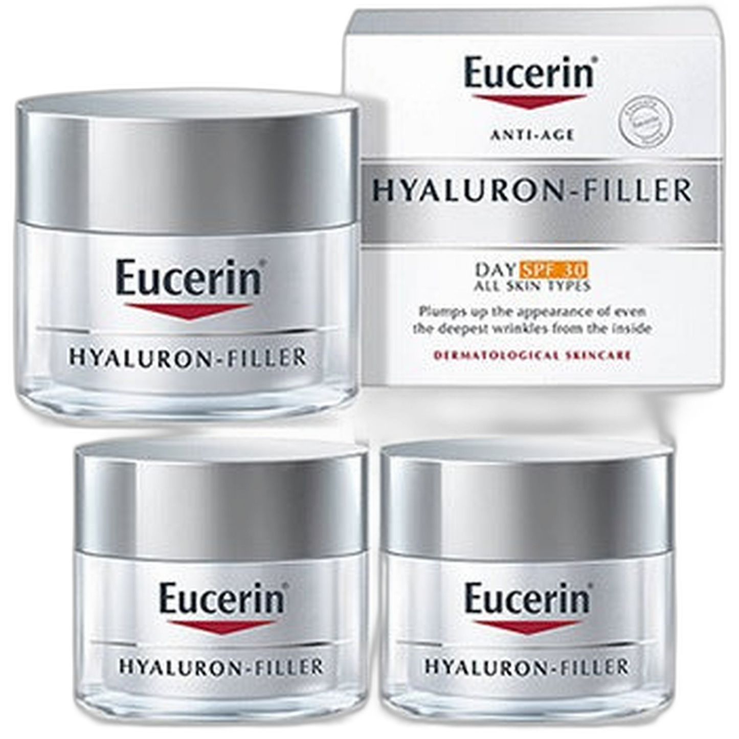 【Eucerin】透明質酸填充劑 + 3倍效果日霜 SPF30 適合所有肌膚 50 mL <1.7 fl oz> 3件組