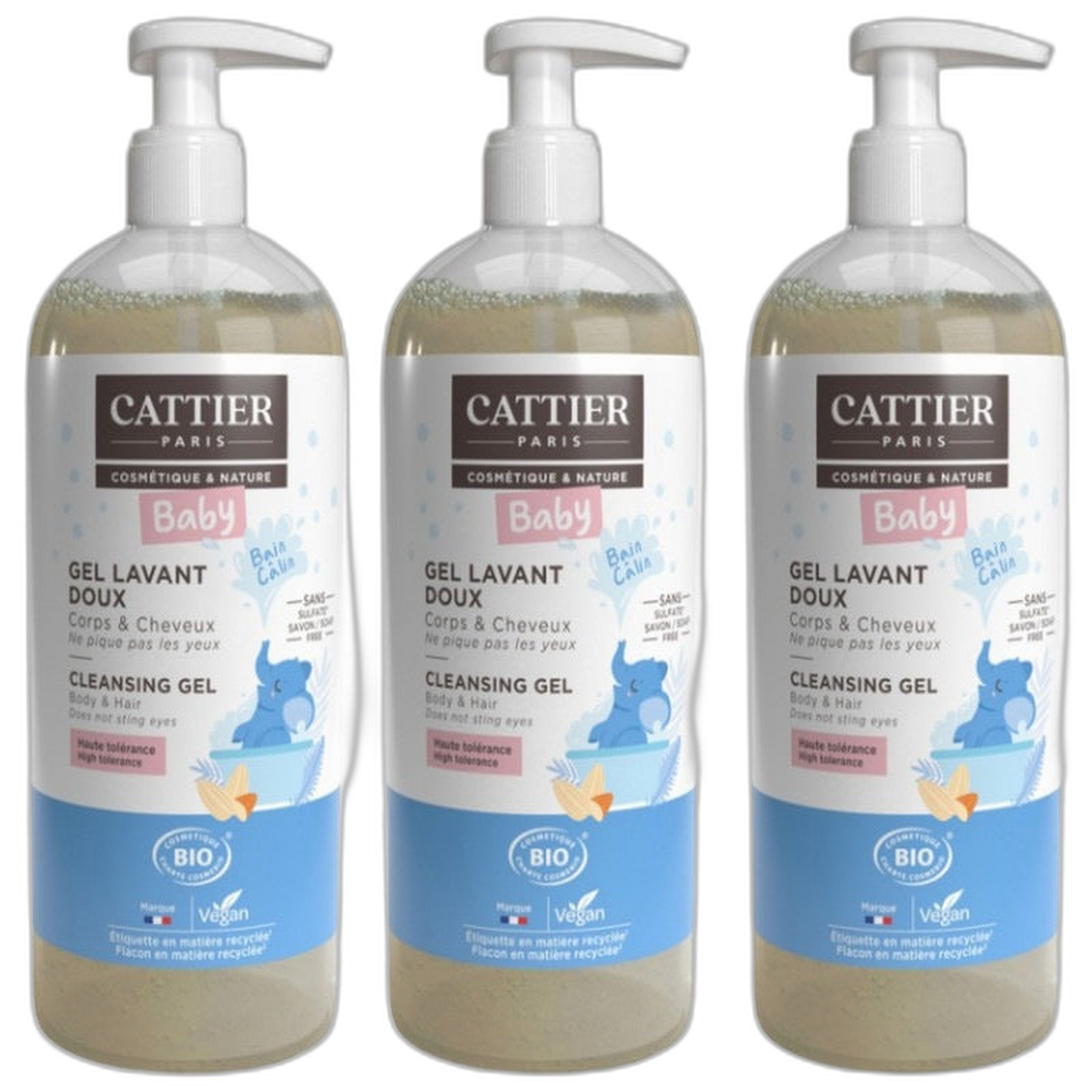 【Cattier】Gentle Cleansing Gel (Baby) 500 mL <16.9 fl oz> 3pc set