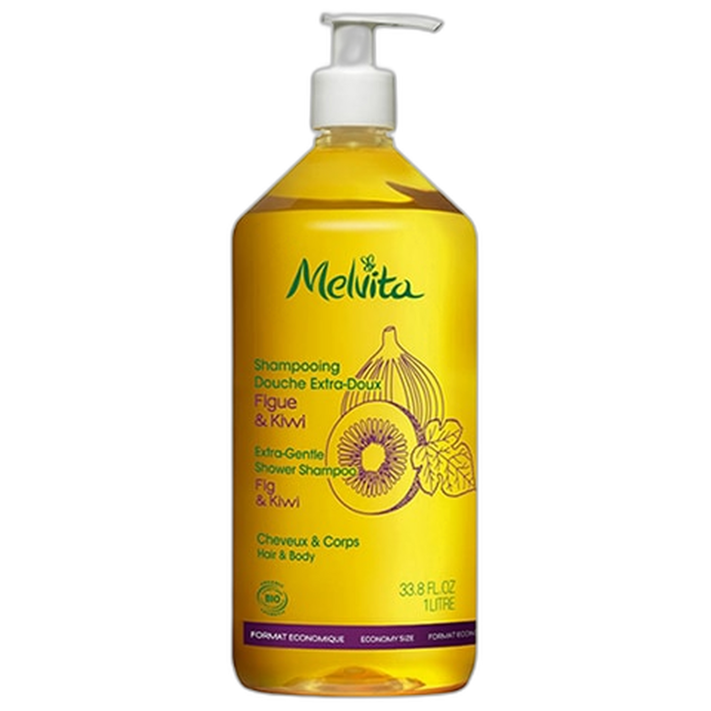 【Melvita】超温和沐浴洗发水 – 无花果和猕猴桃(有机)1000 mL <33.81 fl oz>