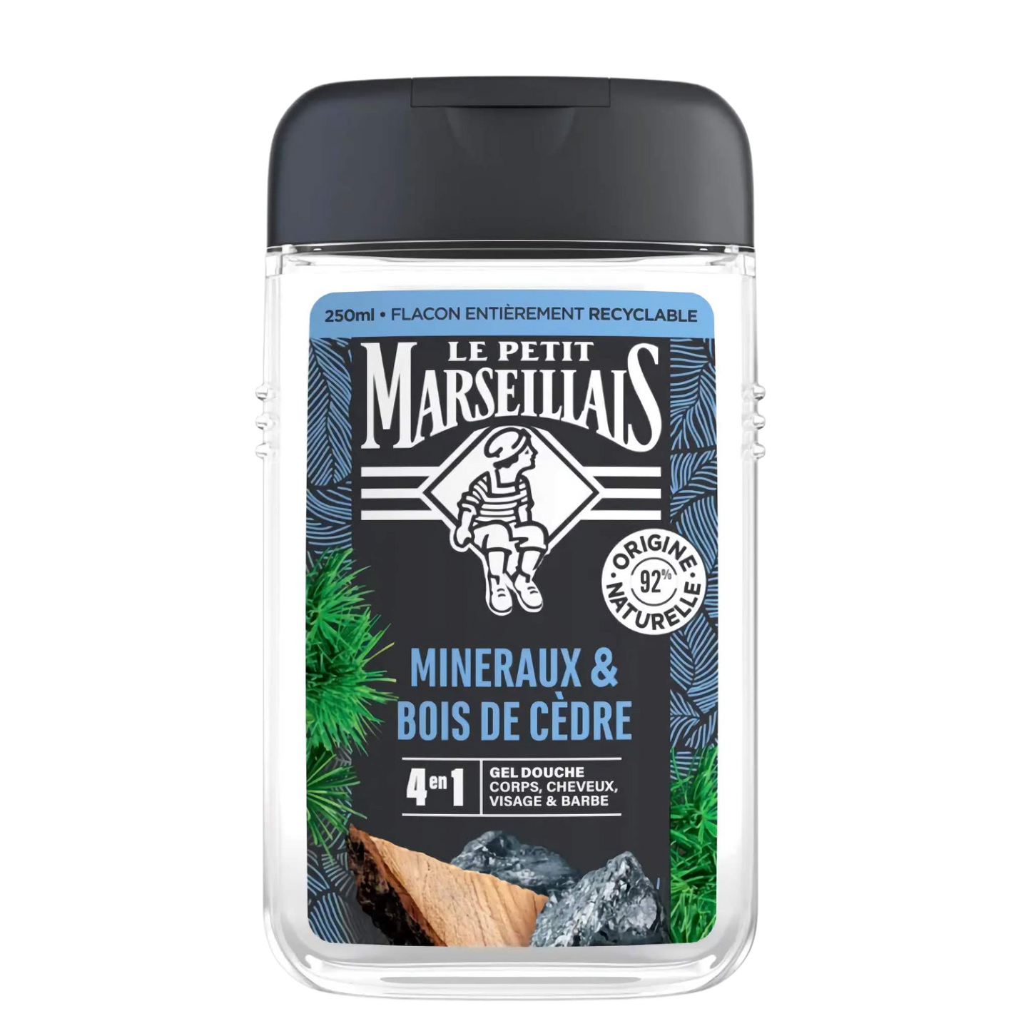 【Le Petit Marseillais】Refreshing 4-in-1 Shower Gel Minerals & Cedarwood Organic 250 mL <8.45 fl oz>
