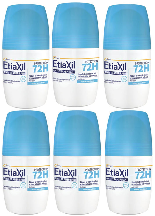 Etiaxil 72H Anti-Perspirant Deodorant Roll-On Sensitive Skin 50 mL <1.7 fl oz> 6pc Set