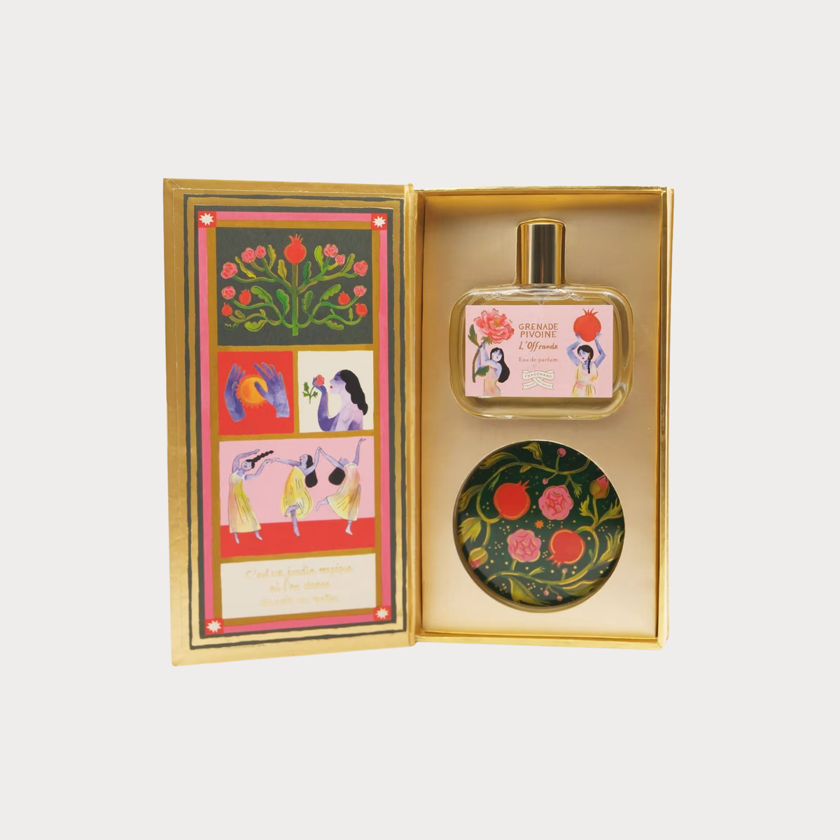 Fragonard L'Offrande Gift Set Grenade Pivoine Eau de Parfum 50 mL & Pocket Mirror