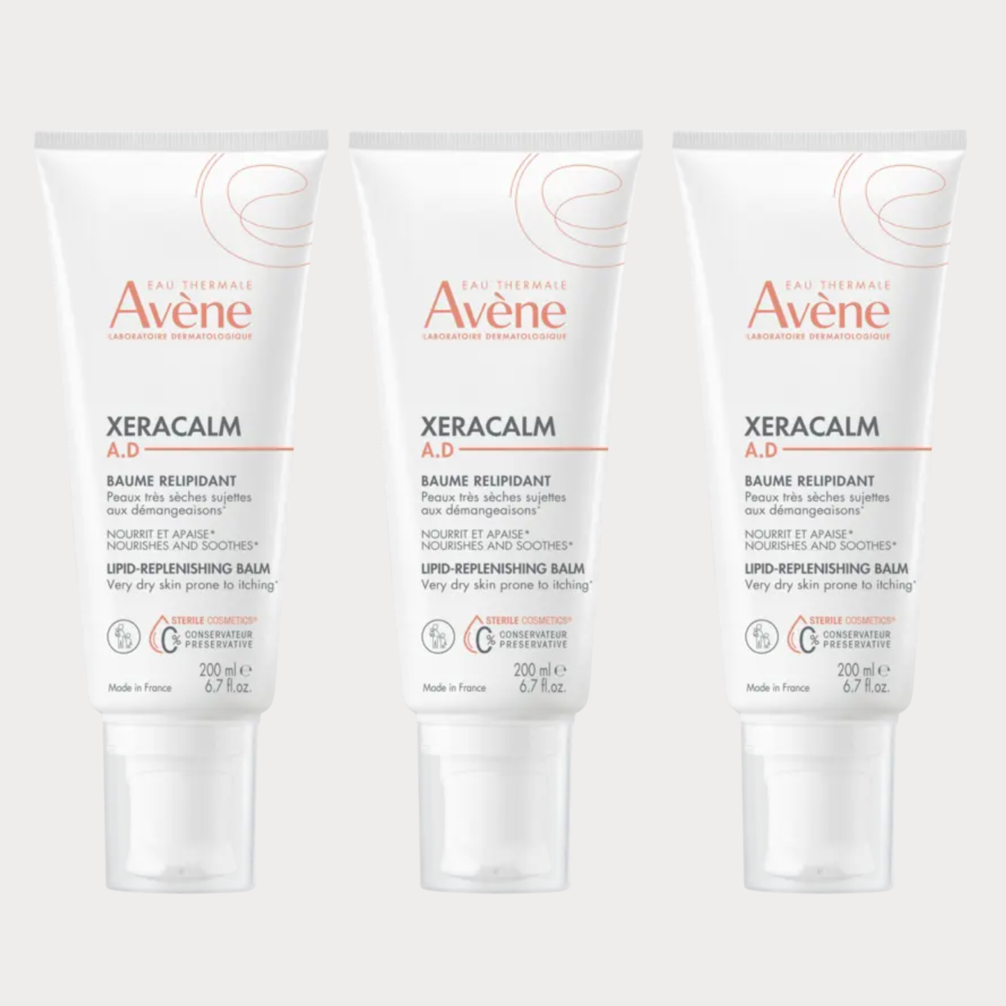 【Avène】엑세라칼름 A.D 리리피다이징 밤 200 mL <6.8 fl oz> 3개 세트