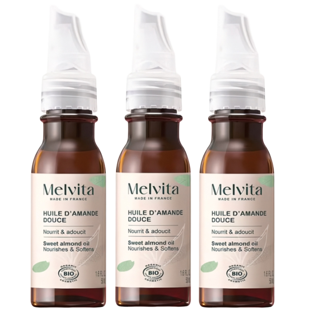 【Melvita】Organic Sweet Almond Oil 50 mL<1.7 fl oz> × 3 Bottles