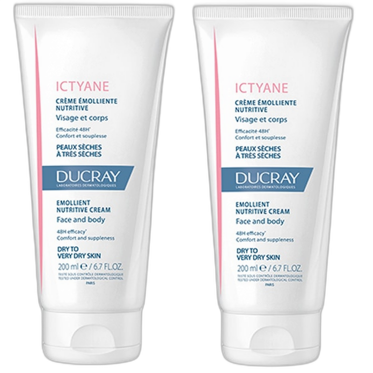 【Ducray】Crème Émolliente Nourrissante Ictyane 200 mL <6.8 fl oz> ensemble de 2 pièces