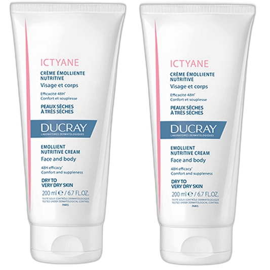 【Ducray】Crème Émolliente Nourrissante Ictyane 200 mL <6.8 fl oz> ensemble de 2 pièces