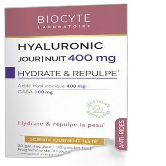 【BIOCYTE】Hyaluronique Jour Nuit 400 mg Anti-Âge 24H 30 Capsules 2 pièces Set