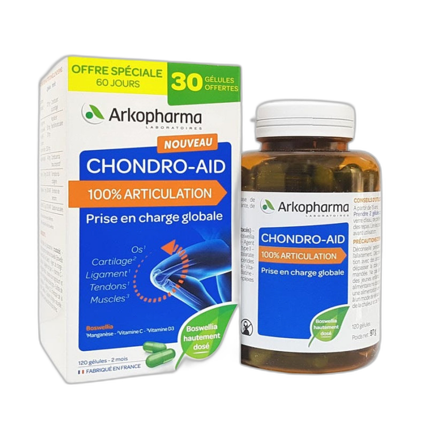 【Arkopharma】Chondro-Aid Arkoflex 100% Joint 90+30 Tablets