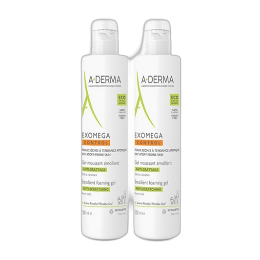 【A-DERMA】Gel Moussant Émollient Exomega Control 500 mL <16,9 fl oz> ensemble de 2 pièces