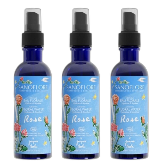 【Sanoflore】Véritable Eau Florale de Rose 200 mL <6.8 fl oz> Ensemble de 3 pièces