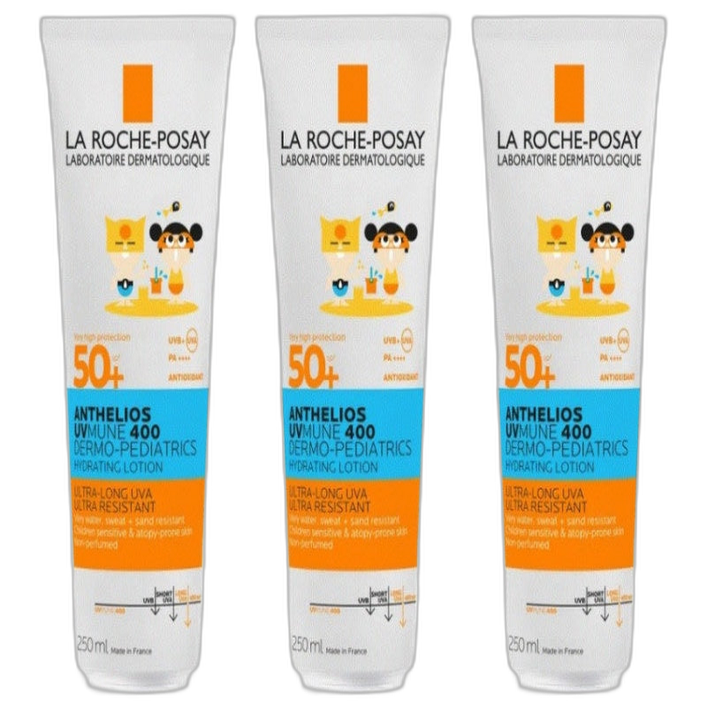 【La Roche-Posay】Anthelios Dermo-Pediatrics UVMun 400 SPF50+ Milk 250 mL <8.5 fl oz> 3pc Set