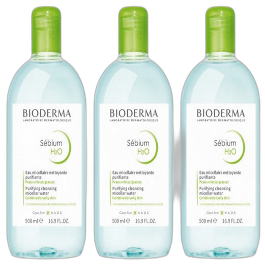 【Bioderma】Sébium H2O 500 mL <16.9 fl oz> Ensemble de 3 pièces