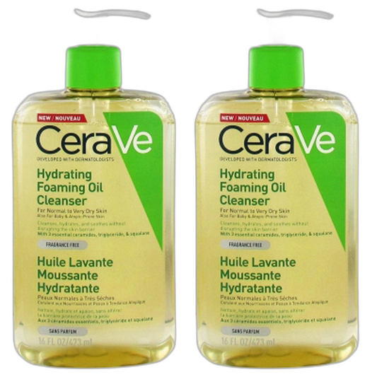 【CeraVe】Nettoyant Moussant Hydratant à l'Huile 473 mL <16.0 fl oz> 2 pièces