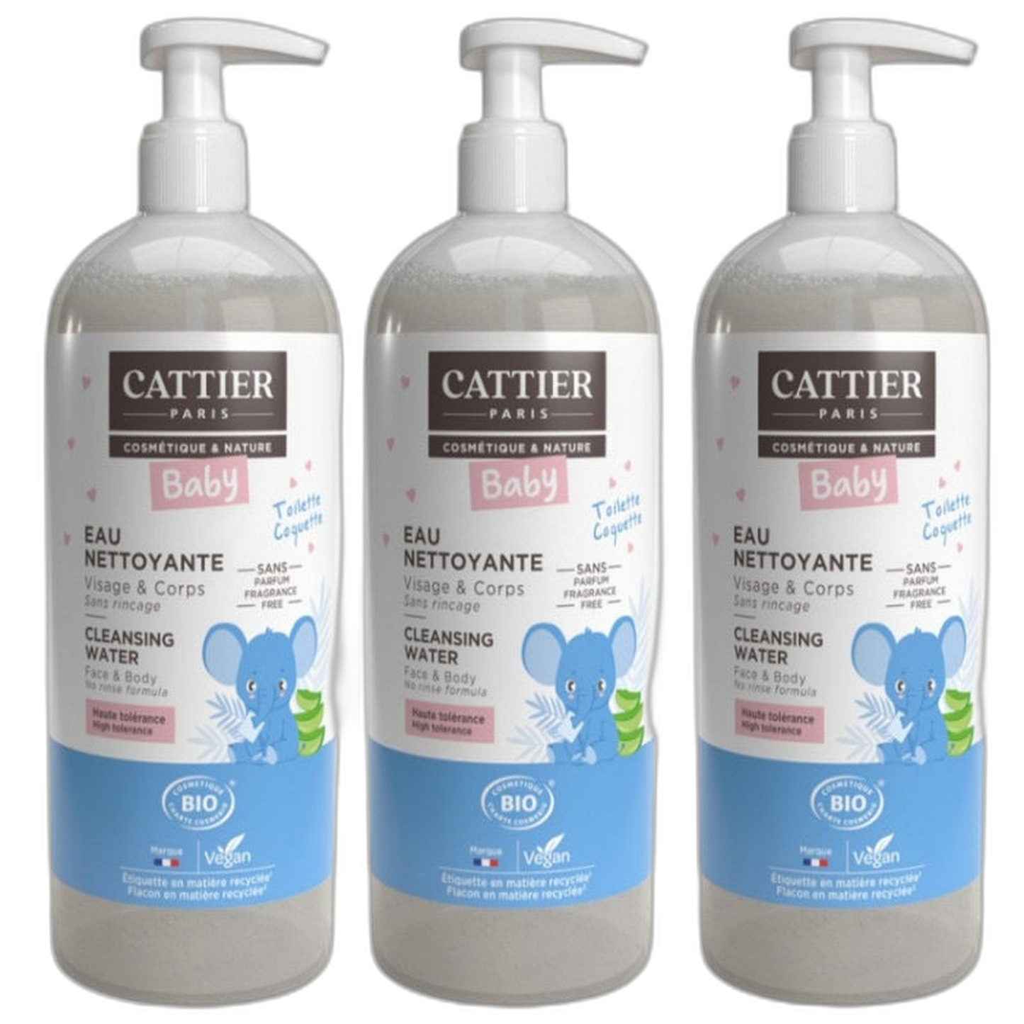 【Cattier】ベビー ミセラー クレンジング ウォーター 500 mL <16.9 fl oz> 3点セット