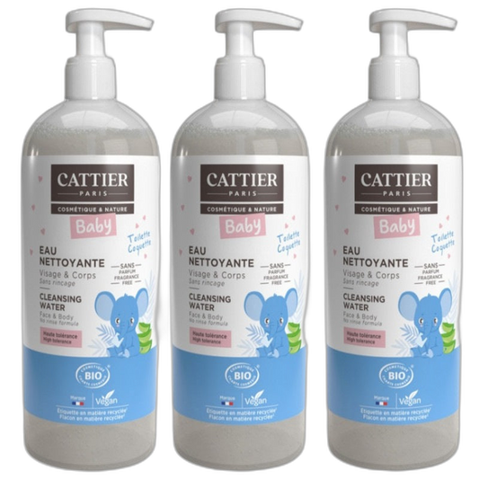 【Cattier】Eau Micellaire Nettoyante Bébé 500 mL <16.9 fl oz> Ensemble de 3 pièces