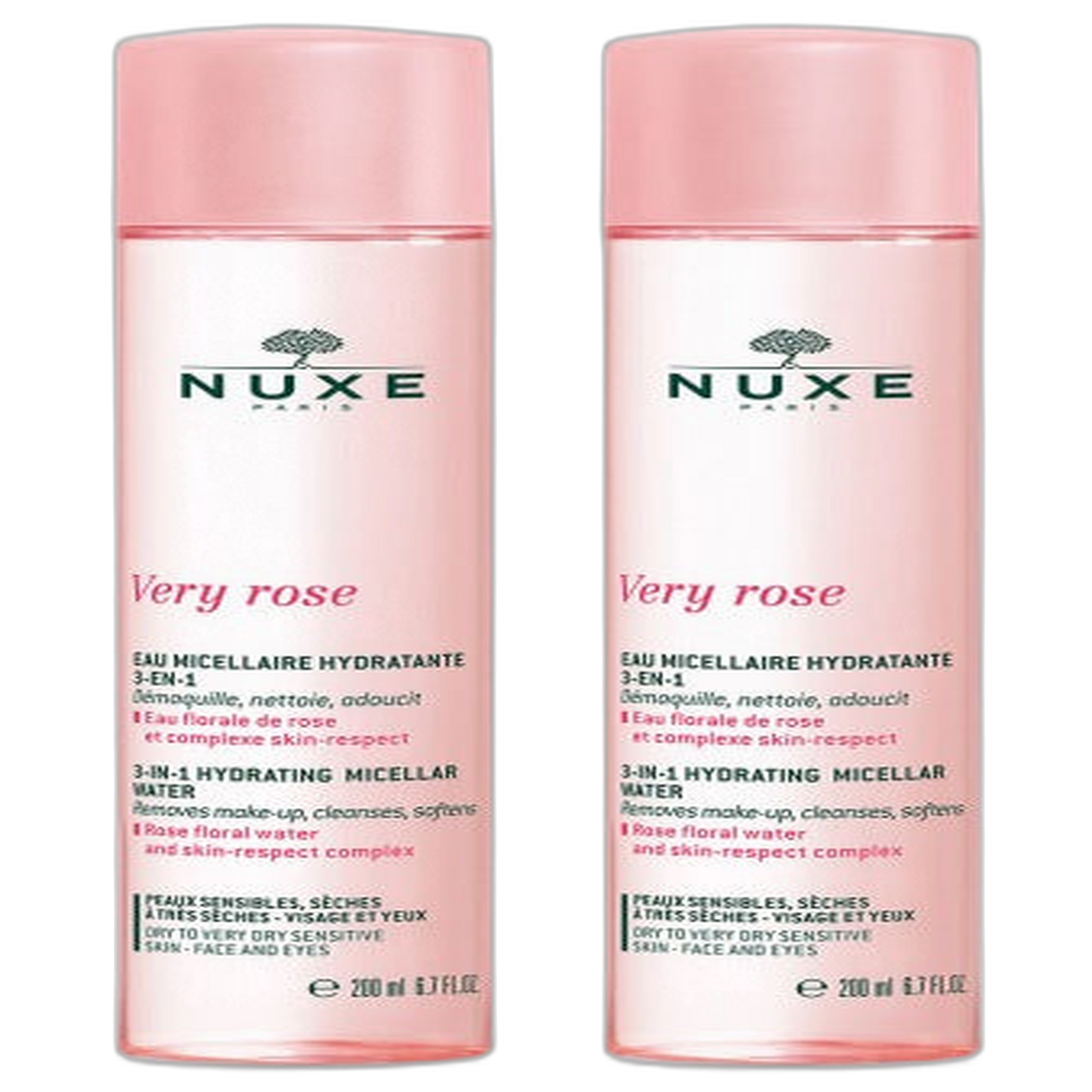 【NUXE】Very Rose Soothing Micellar Water 3 In 1 All Skin Types 200 mL <6.8 fl oz> 2pc set