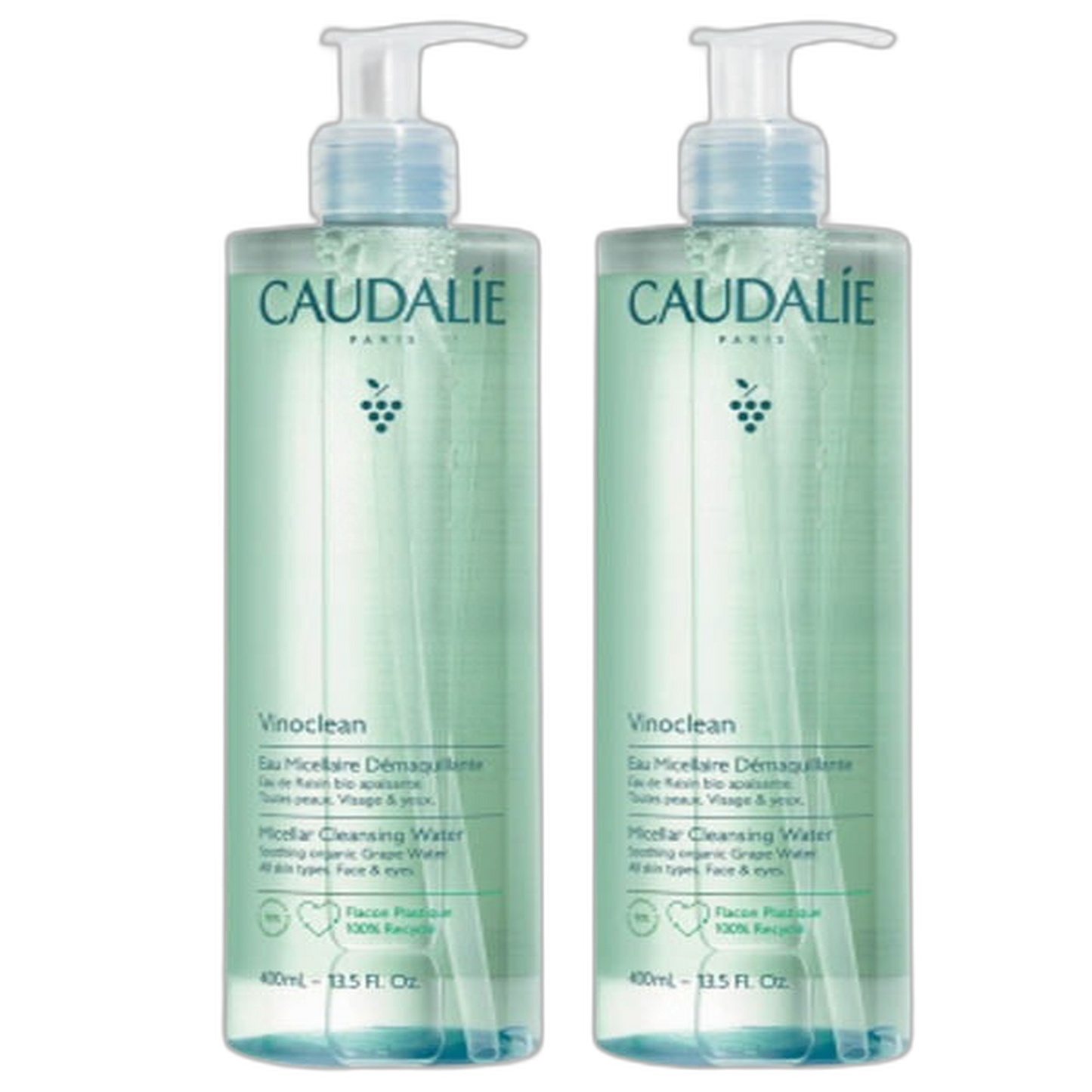 【Caudalie】Eau Micellaire Nettoyante Vinoclean 400 mL <13.5 fl oz> ensemble de 2 pièces