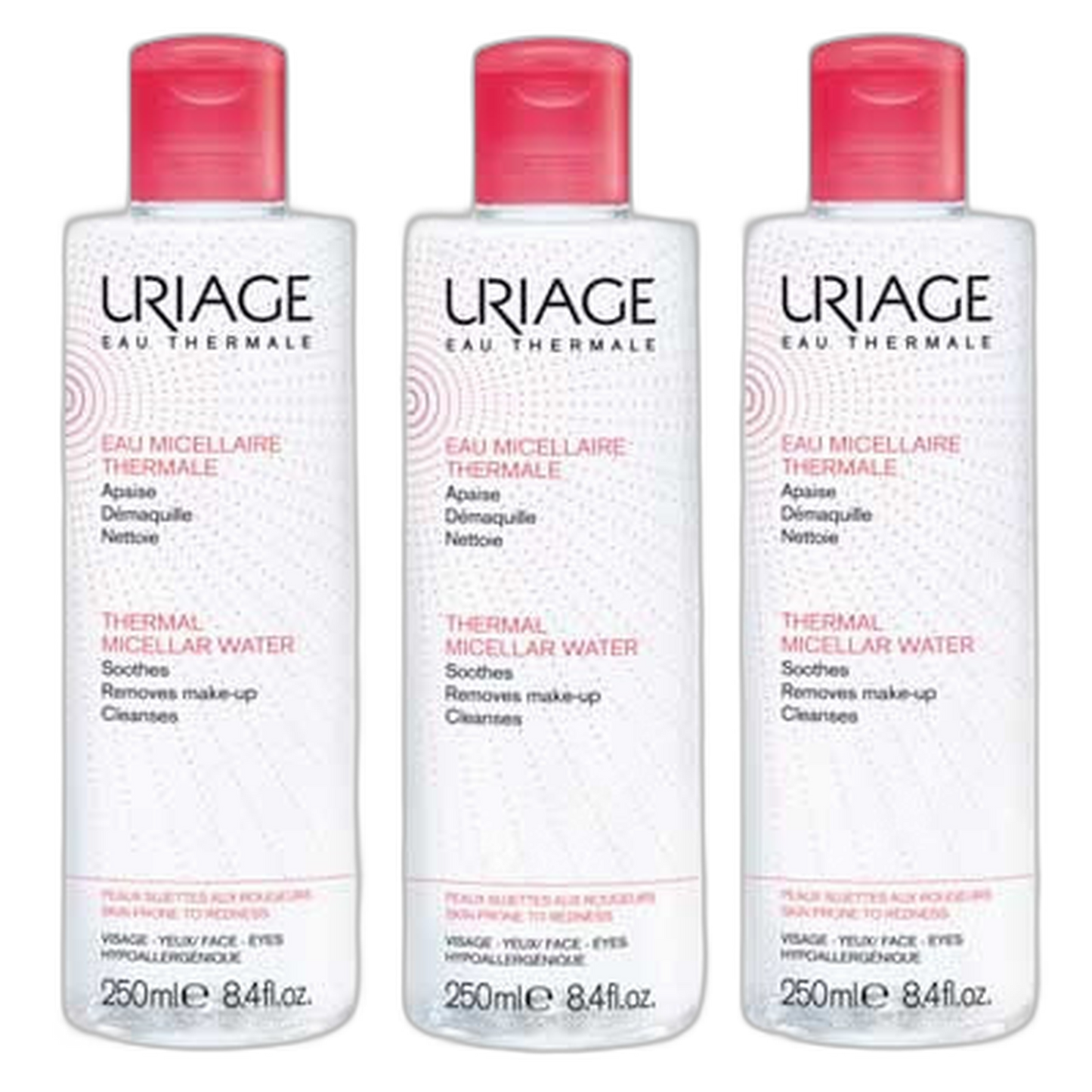 【Uriage】Thermal Micellar Water Hydrating Cleansing (Sensitive Redness Skin) 250 mL <8.5 fl oz> 3pc Set