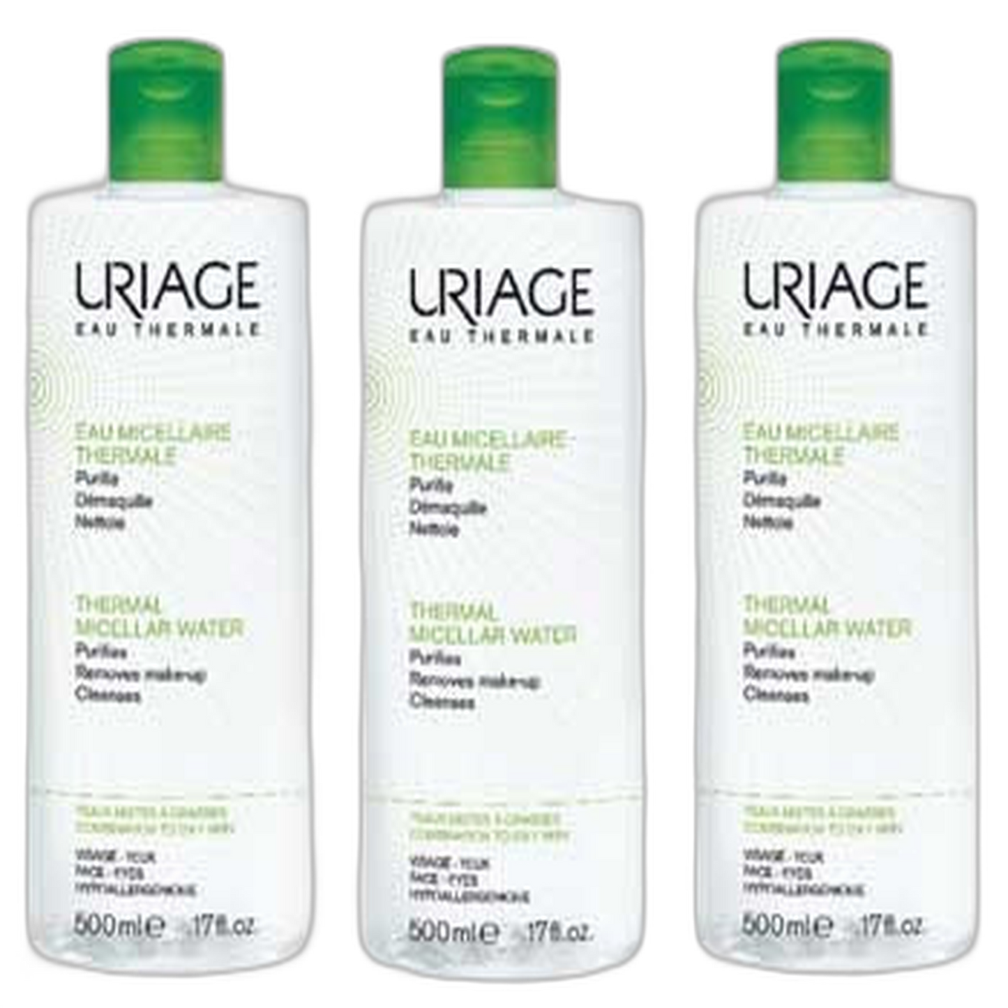 【Uriage】溫泉潔膚水 保濕 卸妝 清潔 500 mL <16.9 fl oz> 3件組合