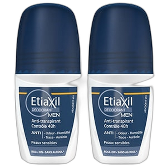 【Etiaxil】Deodorant Men Anti-Perspirant Roll-On 48H Sans Alcool 50 mL <1.7 fl oz> 2pc Set