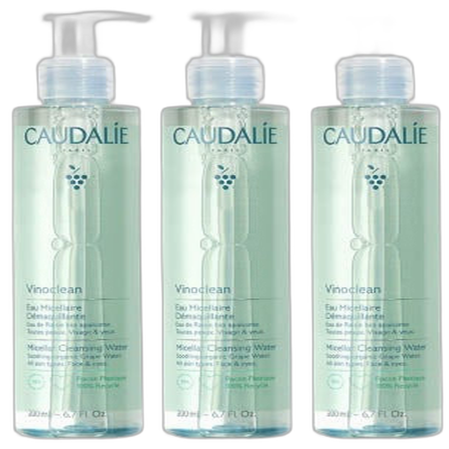 【Caudalie】Eau Micellaire Nettoyante Vinoclean 200 mL <6.8 fl oz> ensemble de 3 pièces