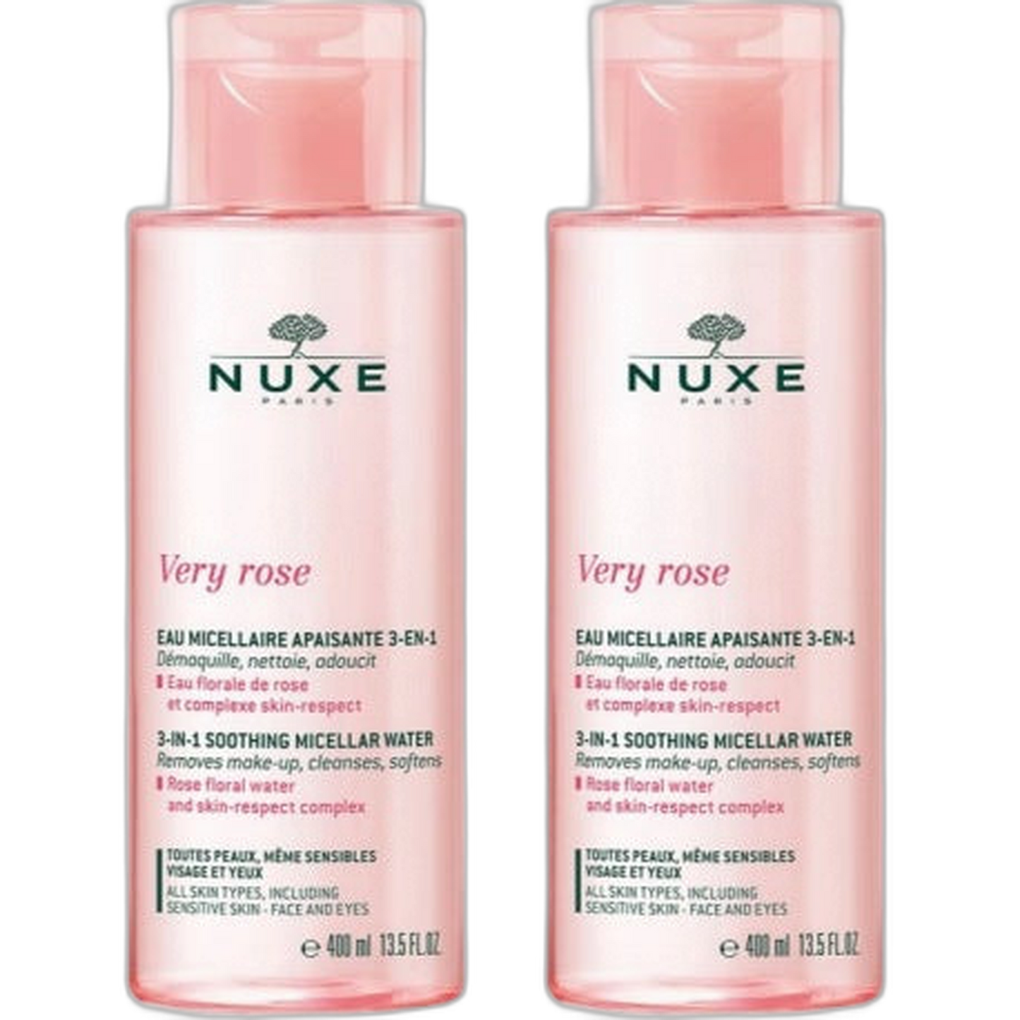 【NUXE】Very Rose Soothing Micellar Water 3 In 1 All Skin Types 400 mL <13.5 fl oz> 2pc Set