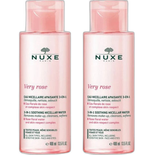 【NUXE】Very Rose Soothing Micellar Water 3 In 1 All Skin Types 400 mL <13.5 fl oz> 2pc Set