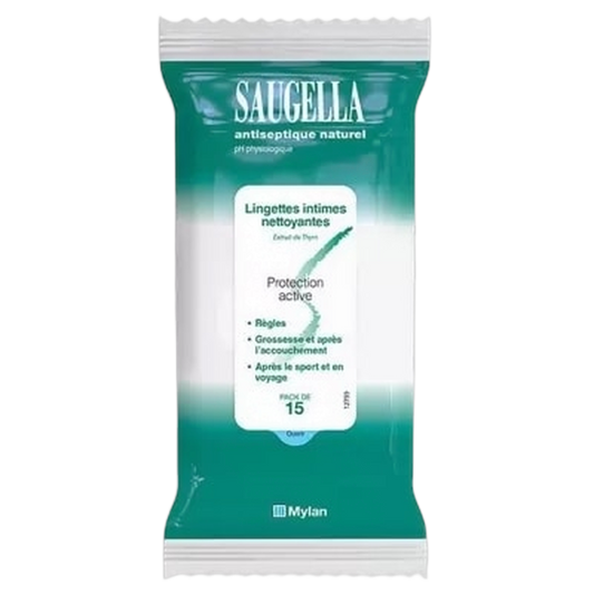 【SAUGELLA】ANTISEPTIQUE NATUREL 15 LINGETTES INTIMES