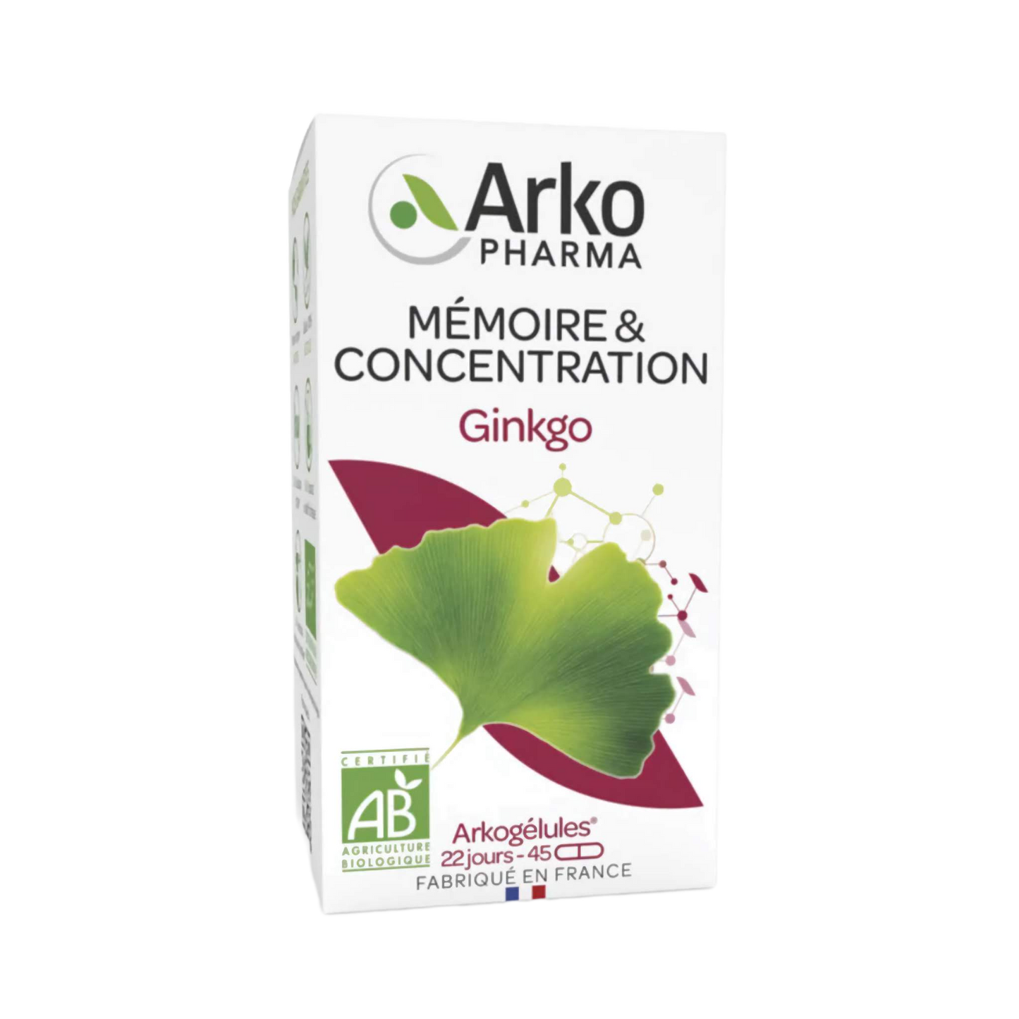 【Arkopharma】アルコゲルール ギンコー バイオ メモリー＆コンセントレーション 45カプセル