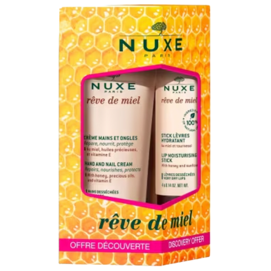 【NUXE】Rêve De Miel Hand & Nail Cream 30 mL <1.0 fl oz> + Hydrating Lip Stick 4 g <0.14 oz>